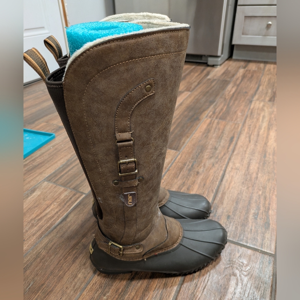 Brown and Black Tall Boots Size 8.5